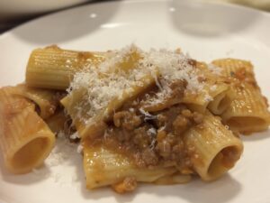 Simple Bolognese Sauce on pasta