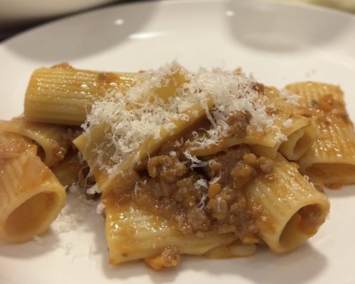 Simple Bolognese Sauce on pasta